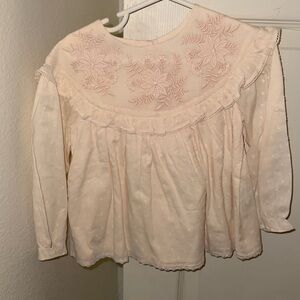 Zara Cream Embroidered Kids Blouse
